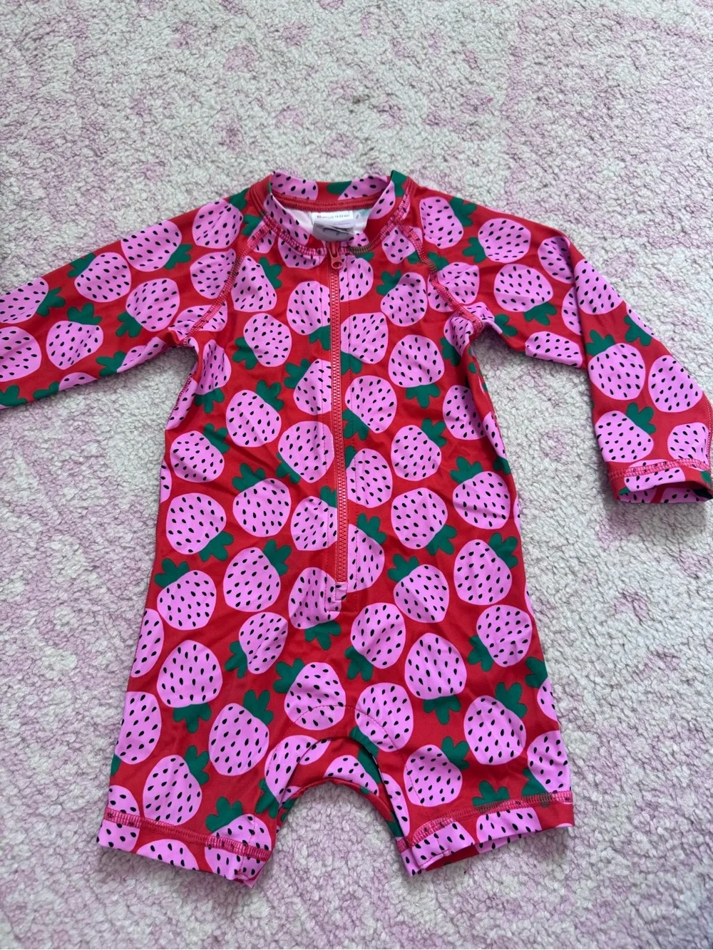 Hanna Andersson Red One-Piece with Pink Strawberry Print